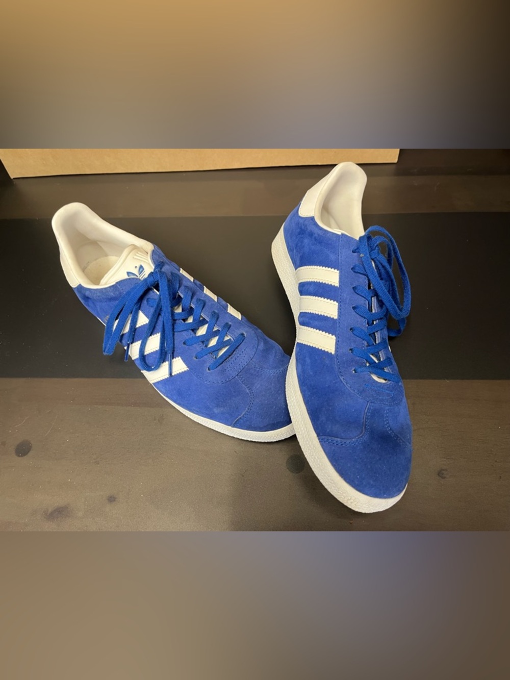 adidas Blue Suede Sneakers with White Stripes - Men's